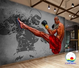 Giấy dán tường võ sĩ boxing mạnh mẽ trang trí phòng tập