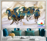 Giấy dán tường mã đáo thành công lục mã truy phong tài lộc