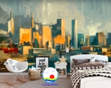 Giấy dán tường 3D phong cảnh thành phố lãng mạn
