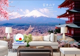 Giấy dán tường hoa anh đào Nhật Bản cùng núi Phú Sĩ tuyệt đẹp