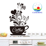 Decal dán tường coffe size lớn hoa văn độc đáo