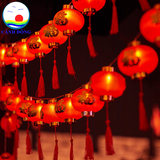 Dây đèn LED Lồng Đèn Đỏ Pin Năng Lượng Mặt Trời Cảnh Đông - Trang trí tết, trang trí quán, sự kiện ngoài trời, cây mai, đào, cửa, ngõ