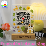 Tranh đèn led hoa khô -Bảng quét mã QR-Quà tặng sự kiện , trang trí Cảnh Đông -in thông tin theo yêu cầu