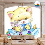 Decal dán tường mèo dễ thương size lớn dán kính, gỗ - in theo size yêu cầu trên nhiều chất liệu - sẵn keo dán dễ