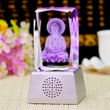 Tượng Phật A Di Đà pha lê ngồi đài sen điêu khắc 3D sang trọng