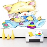 Decal dán tường mèo dễ thương size lớn dán kính, gỗ - in theo size yêu cầu trên nhiều chất liệu - sẵn keo dán dễ
