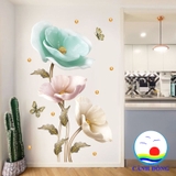 Decal dán tường hoa mẫu đơn nghệ thuật