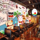 Giấy dán tường mèo thần tài Nhật bản MANEKI NEKO may mắn