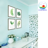 Decal dán tường lá xanh khung tranh tươi mát
