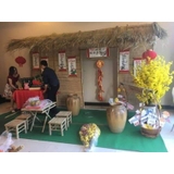 Phụ kiện trang trí quạt, mành tre, liễn thư pháp, hoa, lồng đèn... Nhắn tin cho shop để mua