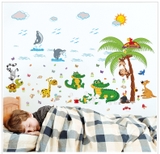 Decal dán tường vườn thú vui nhộn đáng yêu