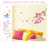 Giấy dán tường phong cảnh hoa đào nở rộ