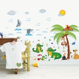 Decal dán tường vườn thú vui nhộn đáng yêu
