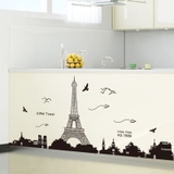 Decal dán tường trang trí sang trọng thành phố PARIS phòng khách, phòng ngủ sinh động