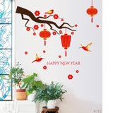 Decal dán tường cành đào an khang thịnh vượng sang trọng dán được kính , gỗ