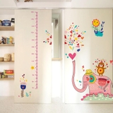 Decal dán tường thước đo voi hồng đáng yêu cho bé