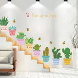 Decal dán tường chậu cây xương rồng cute