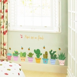 Decal dán tường chậu cây xương rồng cute