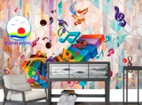 Decal Dán Tường Âm Nhạc Cây Đàn Sắc Màu Trang Trí Phòng Độc Đáo, Ấn tượng