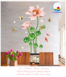 Giấy dán tường hoa sen khoe sắc trang trí phòng sang trọng