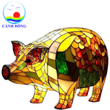Đèn bàn trang trí con vật nghê thuật mosaic màu sắc, quà tặng ý nghĩa