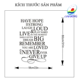 Giấy Dán Tường Chữ HAVE HOPE – DREAM BIG – NEVER EVER GIVE UP Truyền Động Lực Cuộc Sống