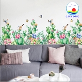 Decal dán tường cây xương rồng bầy chim vui nhộn