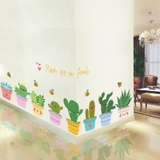 Decal dán tường chậu cây xương rồng cute