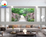 Decal dán tường vườn cây xanh hoa nở đẹp tạo không gian mở rộng phòng - in theo size yêu cầu trên nhiều chất liệu - sẵn keo dán dễ
