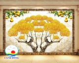 Decal dán tường cây kim tiền bầu hồ lô phong thủy rước lộc tài phú quý sang trọng in theo size yêu cầu trên nhiều chất liệu - sẵn keo dán dễ