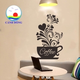 Decal dán tường coffe size lớn hoa văn độc đáo