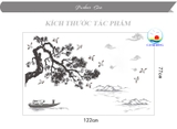 Decal dán tường phòng khách  combo TRANH THỦY MẶC NON NƯỚC HỮU TÌNH sang trọng
