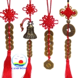 Chuông gió phong thủy đồng xâu ngũ đế đôi chim công thịnh vượng