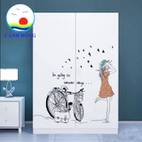 Decal dán tường xe đạp và cô gái lãng mạn