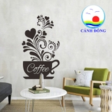 Decal dán tường coffe size lớn hoa văn độc đáo