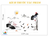 Decal dán tường tết Tranh Thủy Mặc - Combo trang trí Á Đông sang trọng