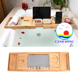 Khay gác bồn tắm tre cao cấp thư giãn gấp gọn tiện lợi - giá đỡ tre bồn tắm ngồi