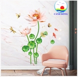Giấy dán tường hoa sen khoe sắc trang trí phòng sang trọng