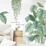 Decal dán tường lá cây nhiệt đới trang trí tươi mát
