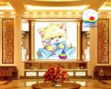 Decal dán tường mèo dễ thương size lớn dán kính, gỗ - in theo size yêu cầu trên nhiều chất liệu - sẵn keo dán dễ