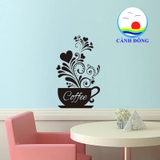 Decal dán tường coffe size lớn hoa văn độc đáo