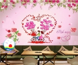 Decal dán tường tình yêu trang trí phòng vợ chồng, phòng cưới lãng mạn, sang trọng  - in theo size yêu cầu trên nhiều chất liệu - sẵn keo dán dễ
