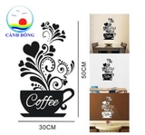 Decal dán tường coffe size lớn hoa văn độc đáo
