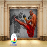 Giấy dán tường võ sĩ boxing mạnh mẽ trang trí phòng tập