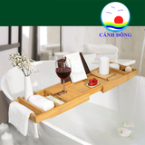 Khay gác bồn tắm tre cao cấp thư giãn gấp gọn tiện lợi - giá đỡ tre bồn tắm ngồi