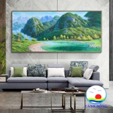 Tranh Dán Tường Non Nước Hữu Tình Thiên Nhiên Yên Bình Làm Size Theo Yêu Cầu