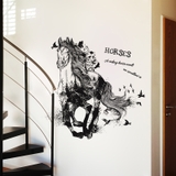 Decal dán tường trang trí ngựa HORSES phòng khách - phòng ngủ MÃ ĐÁO THÀNH CÔNG
