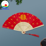 Quạt vải chụp hình cưới chữ hỷ quà tặng Cảnh Đông - trang trí chụp hình cưới - khắc laser nội dung theo yêu cầu