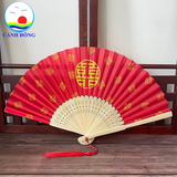 Quạt vải chụp hình cưới chữ hỷ quà tặng Cảnh Đông - trang trí chụp hình cưới - khắc laser nội dung theo yêu cầu
