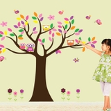 Decal dán tường cây hạnh phúc đầy màu sắc vui tươi